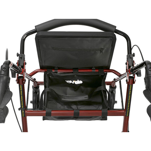 Drive Medical R726RD Rollator Rolling Walker with 6" Wheels, Fold Up Removable Back Support and Padded Seat, Red